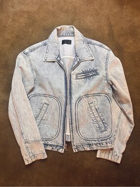 RtA Light Wash Denim Jacket in Pale Blue